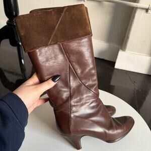Vintage brown leather suede